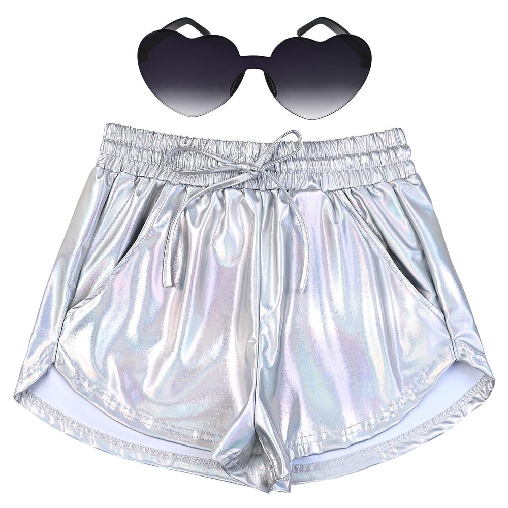 5451 Metal Shorts Alien Glittery Outfit Silver Halloween Outfits 90s Disco